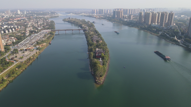 航拍湖南衡阳东洲岛4A景区