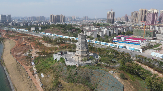 航拍湖南衡阳来雁塔
