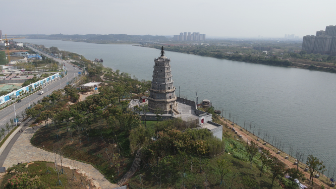 航拍湖南衡阳来雁塔