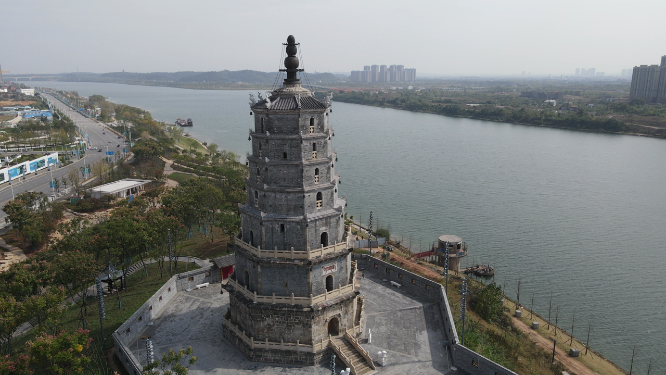 航拍湖南衡阳来雁塔