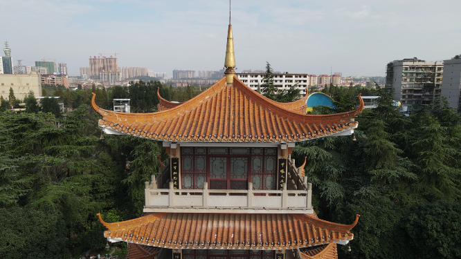 航拍湖南衡阳爱莲亭