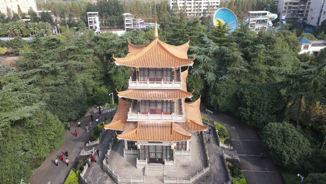 航拍湖南衡阳爱莲亭