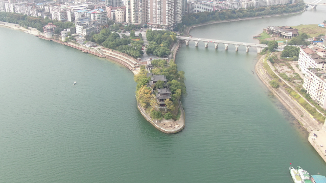航拍湖南衡阳石鼓书院4A景区