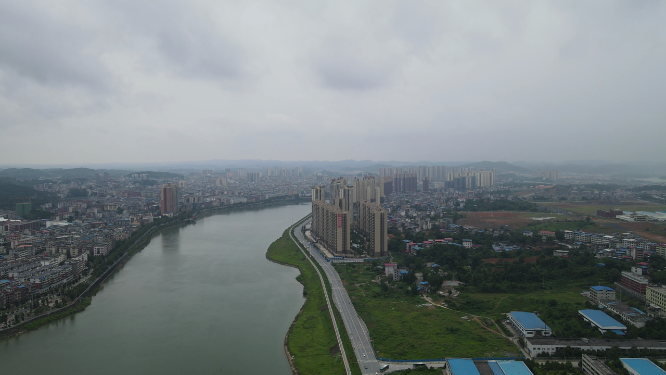 航拍湖南赧水江河风光 