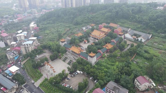 航拍湖南邵阳玉清宫古建筑