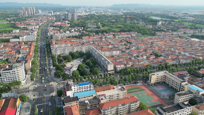 航拍湖南醴陵县城市风光