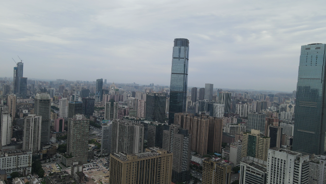 航拍湖南长沙五一商圈高楼建筑 