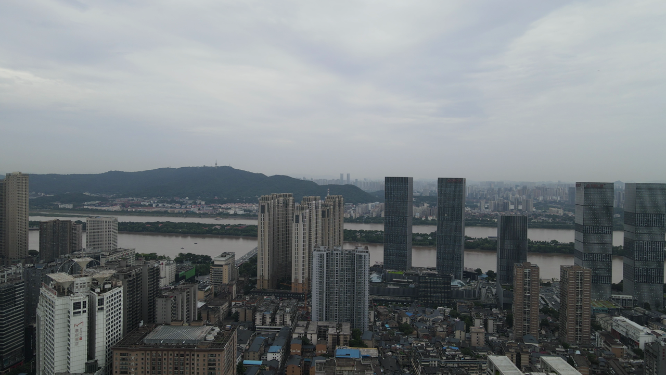 航拍湖南长沙五一商圈高楼建筑 