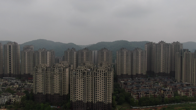 航拍湖南长沙梅溪湖片区高楼建筑
