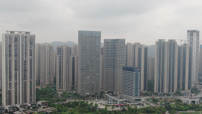 航拍湖南长沙梅溪湖生态城