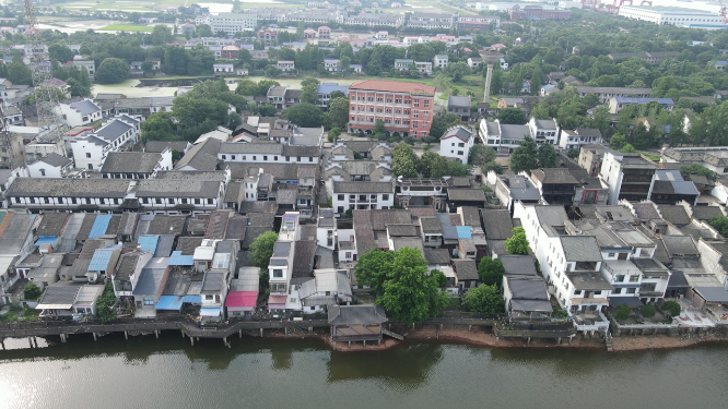 航拍湖南长沙靖港古镇4A景区