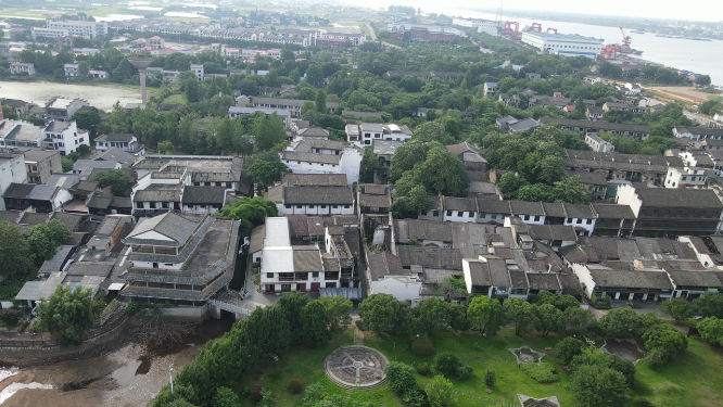 航拍湖南长沙靖港古镇4A景区