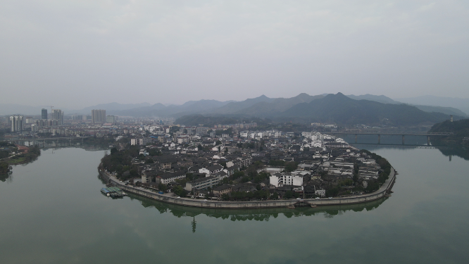 航拍湖南黔阳古城 