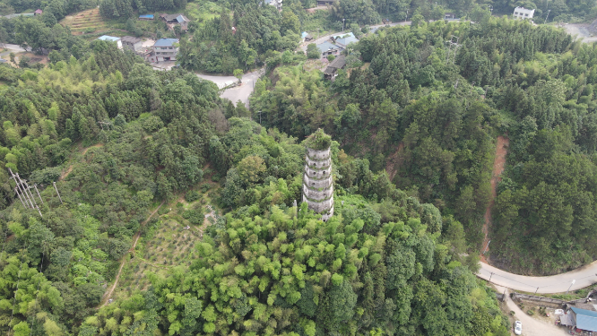 航拍湖南黔阳古城古塔