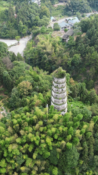 航拍湖南黔阳古城古塔