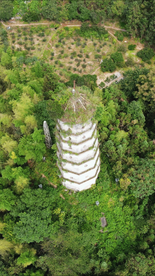 航拍湖南黔阳古城古塔