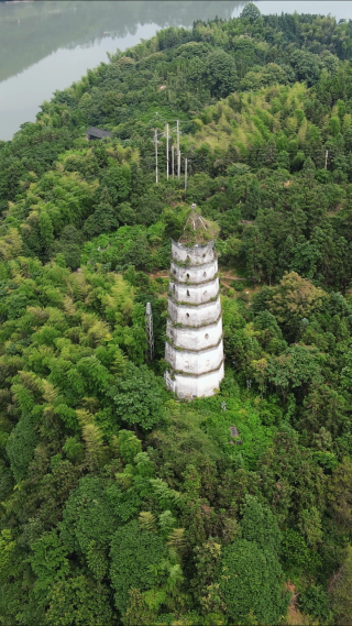 航拍湖南黔阳古城古塔