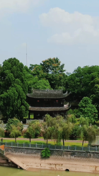 航拍湖南黔阳古城芙蓉楼