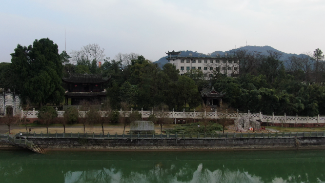 航拍湖南黔阳古城芙蓉楼