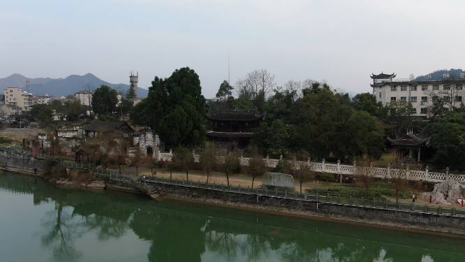 航拍湖南黔阳古城芙蓉楼