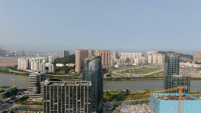 航拍珠海澳门城市风光