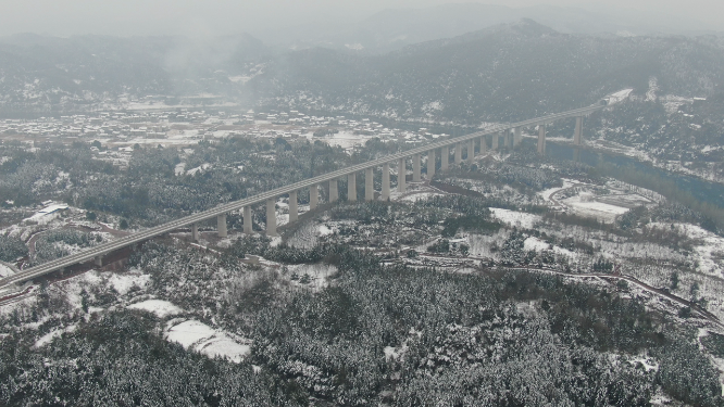 航拍田园冬天雪景