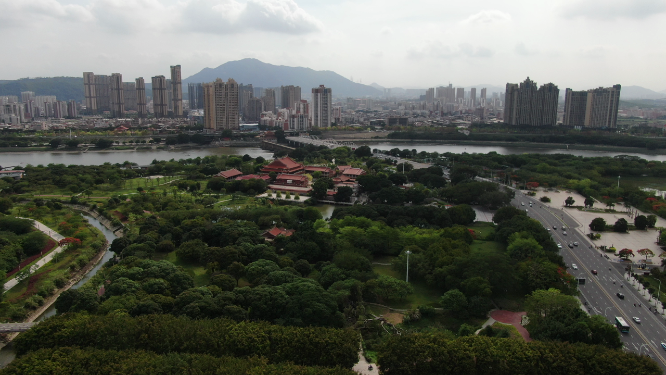 航拍福建泉州城市公园
