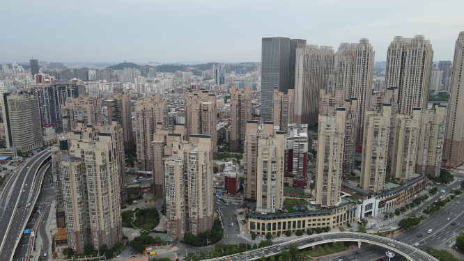 航拍福建泉州城市高楼建筑