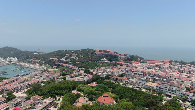 航拍福建湄洲岛5A景区天妃故里