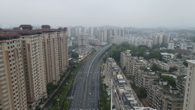 航拍福建漳州城市交通
