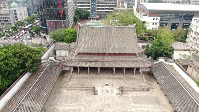 航拍福建福州文庙历史文化古建筑 