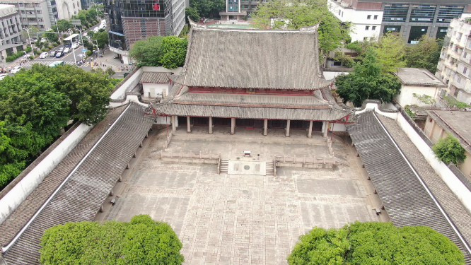 航拍福建福州文庙历史文化古建筑 