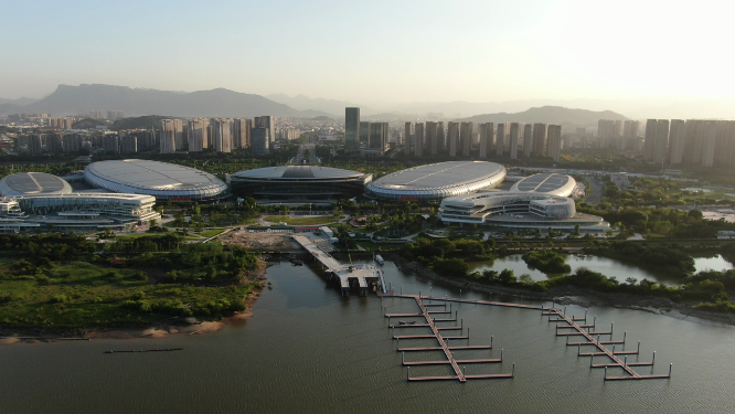 航拍福建福州海峡国际会展中心