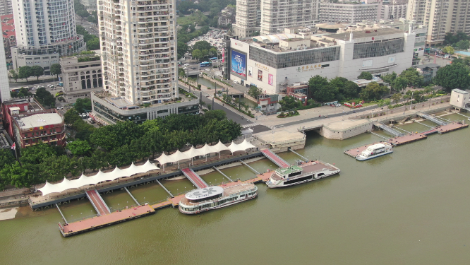 航拍福建福州闽江码头