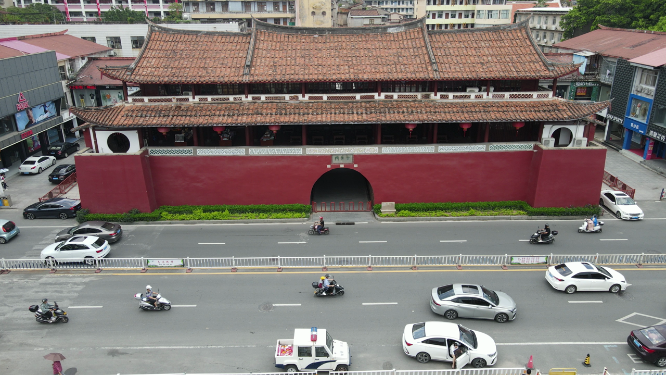 城市航拍莆田古谯门历史文化建筑