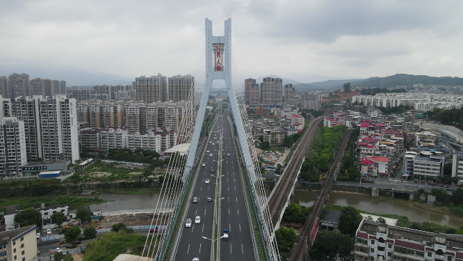 航拍福建龙岩大桥