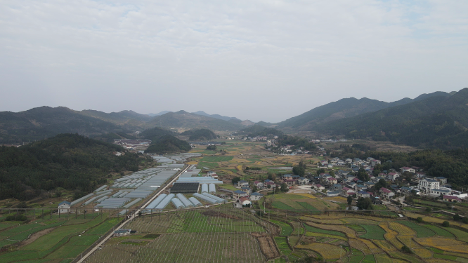 航拍美丽乡村田园农业种植