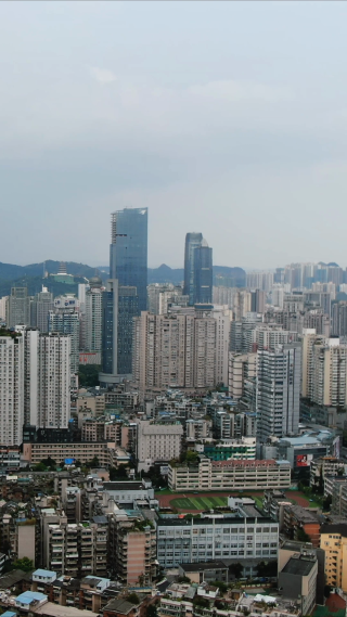 航拍贵州贵阳南明区城市高楼