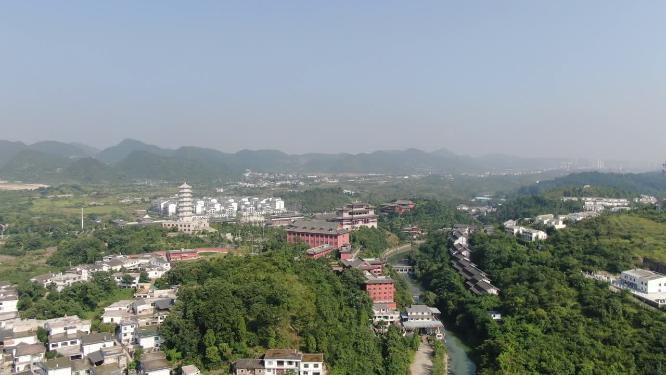 航拍贵州山中农村