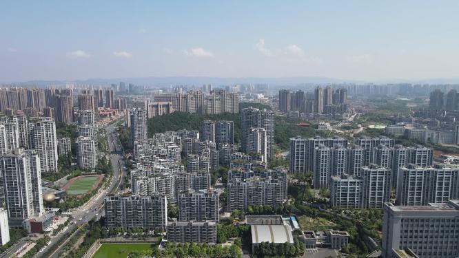 航拍贵州贵阳观山湖新区城市建设