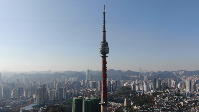 航拍贵阳中山电视塔地标建筑