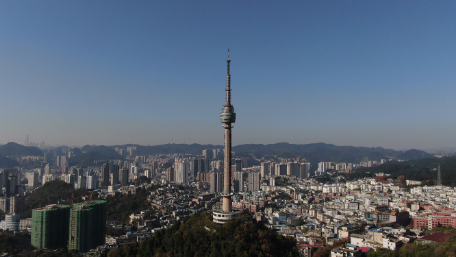 航拍贵阳中山电视塔地标建筑