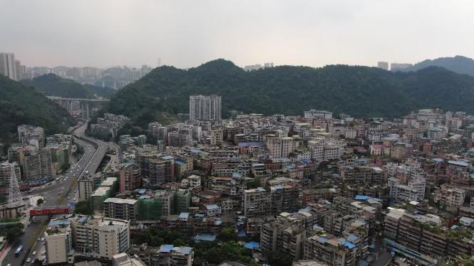 航拍贵阳密集高楼建筑