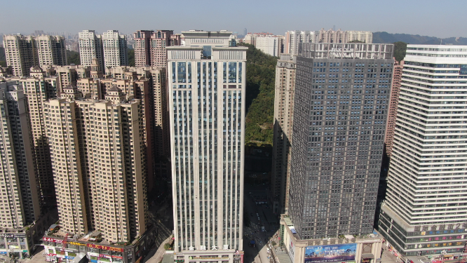 航拍贵阳花果园密集高楼建筑