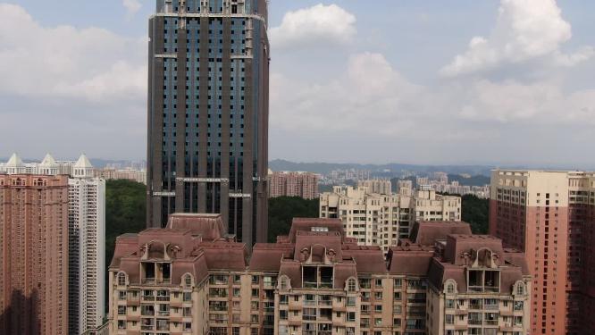 航拍贵阳花果园密集高楼建筑
