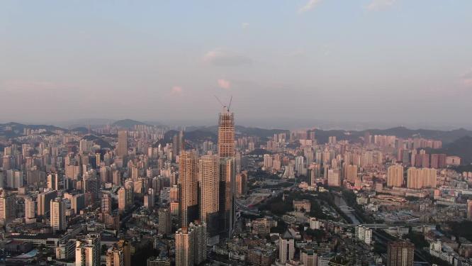 航拍贵阳花果园密集高楼建筑