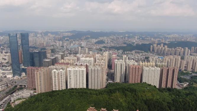 航拍贵阳花果园密集高楼建筑