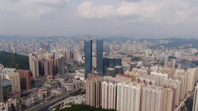 航拍贵阳花果园密集高楼建筑