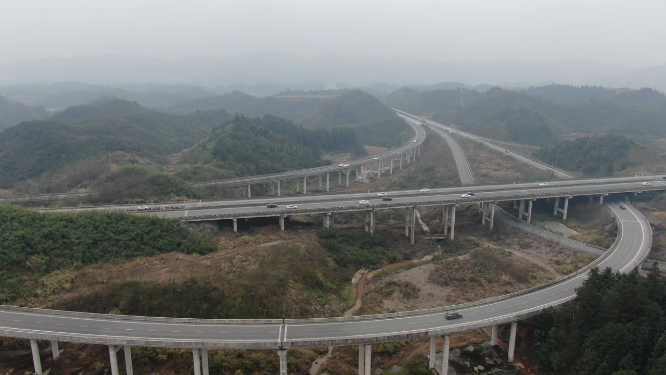 航拍高速公路高架桥交通