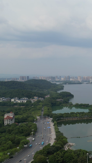航拍黄石城市风光地标建筑